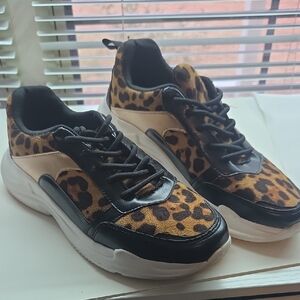 Forever 21 Black and Tan Leopard Sneakers